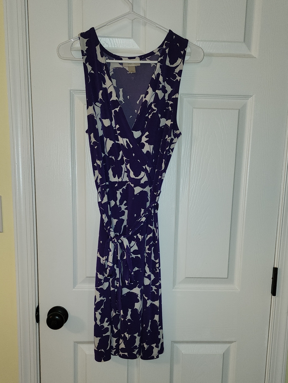 LOFT Purple and White Floral Wrap Dress